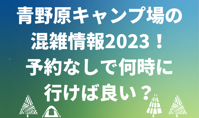 青野原キャンプ場の混雑情報2023！