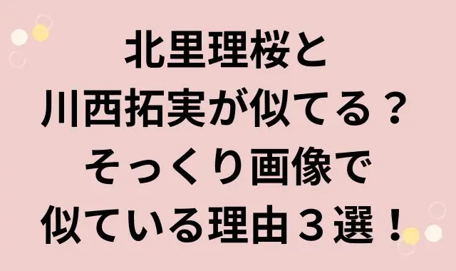 北里理桜と川西拓実が似てる？