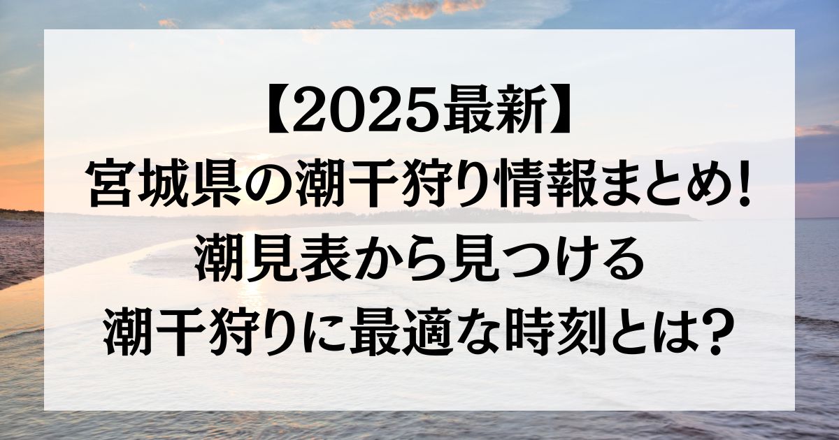 【2025最新】宮城の潮干狩り情報まとめ！潮干狩りできる場所はあるの？